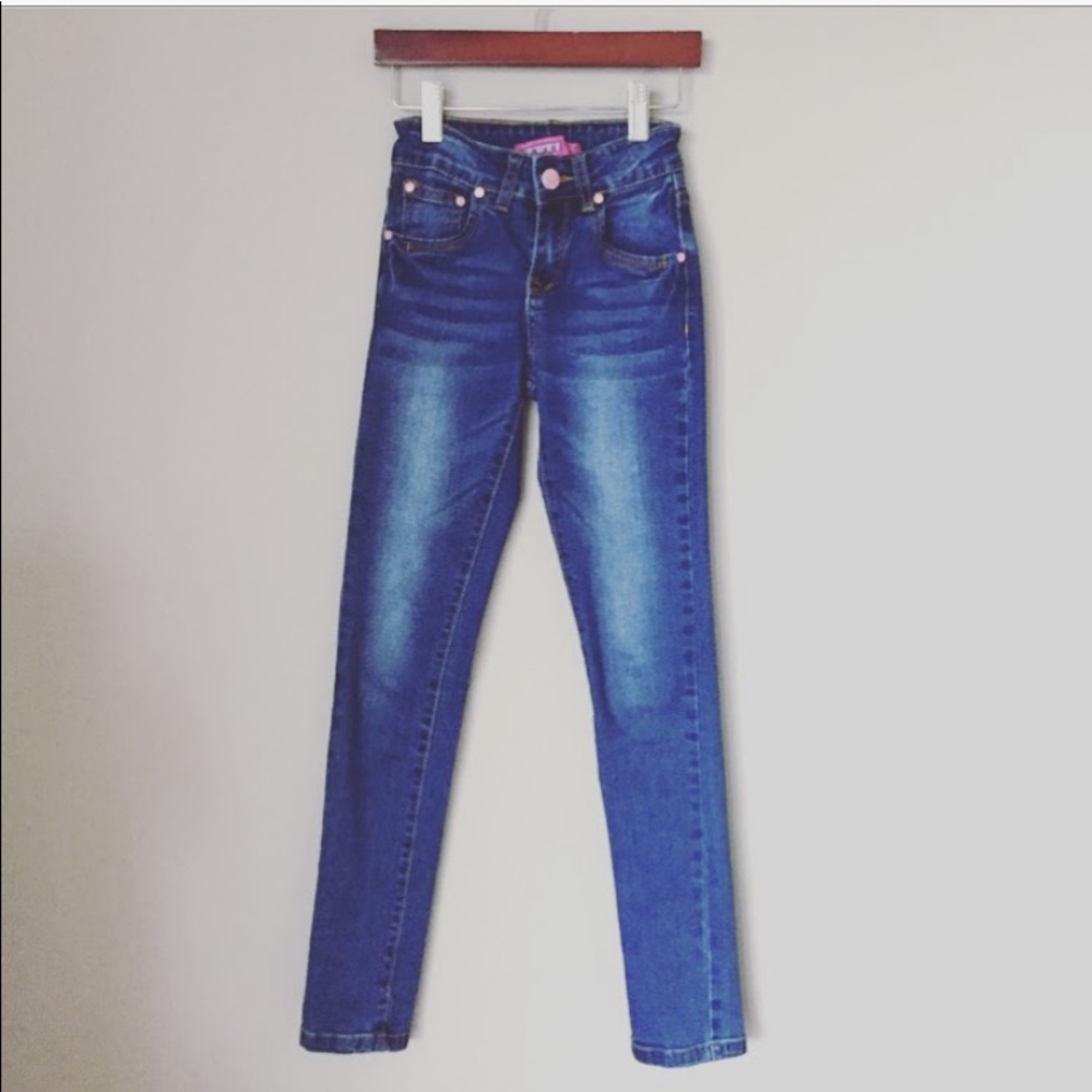 JEANS girls navy skinny washed out dark
